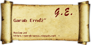 Garab Ernő névjegykártya